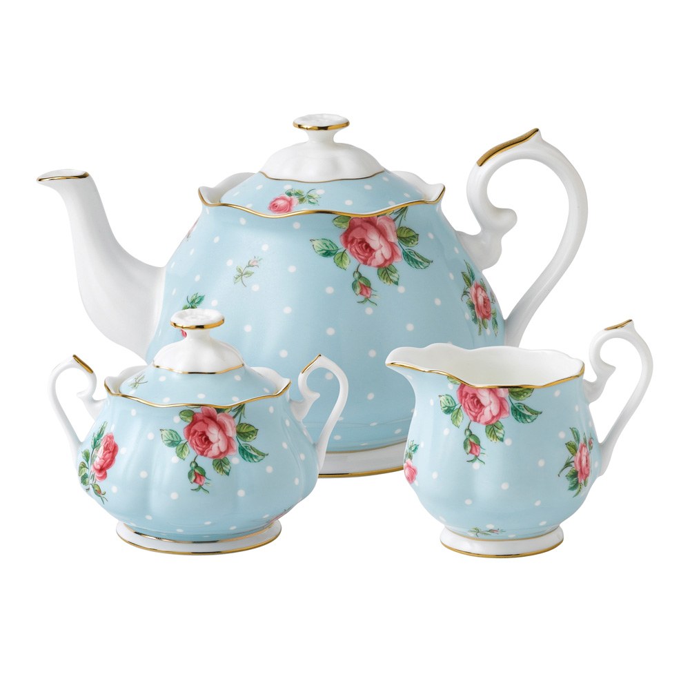 Polka Blue Teapot/ Sugar/ Creamer Set