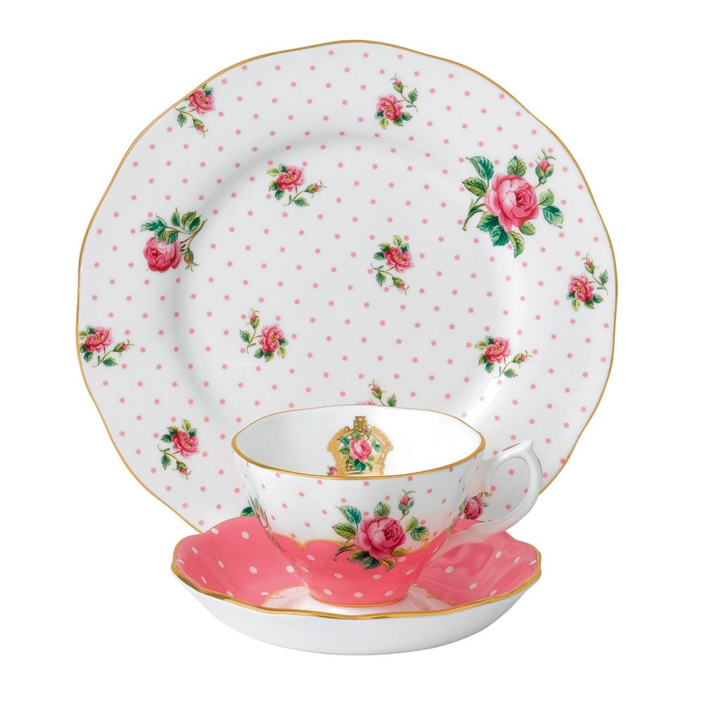 Cheeky Pink Teacup, Saucer, Plate