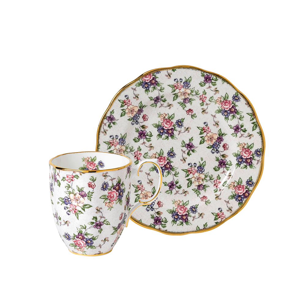 100 Years Teaware English Chintz Mug & Plate 20cm Set Royal Albert