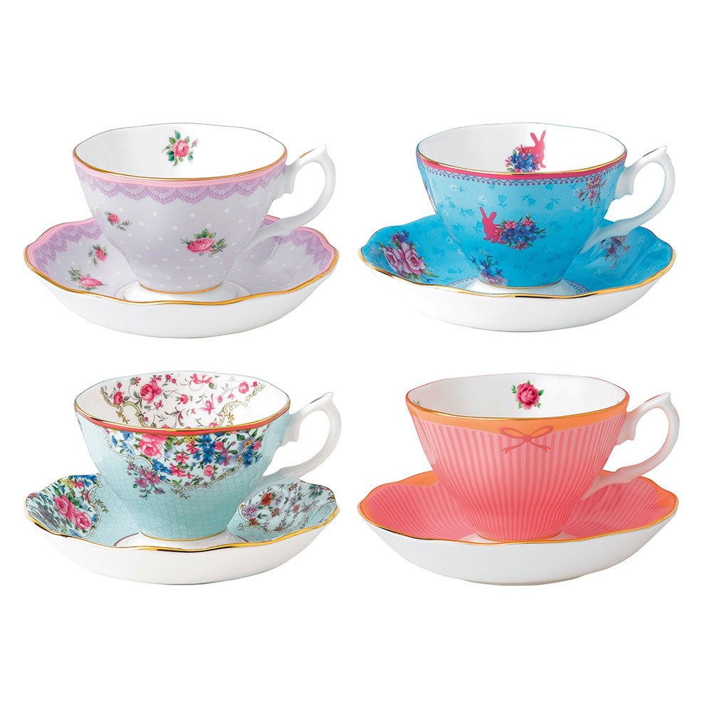 Royal Albert Candy Collection Set of 4 Teacups & Saucers Royal Albert