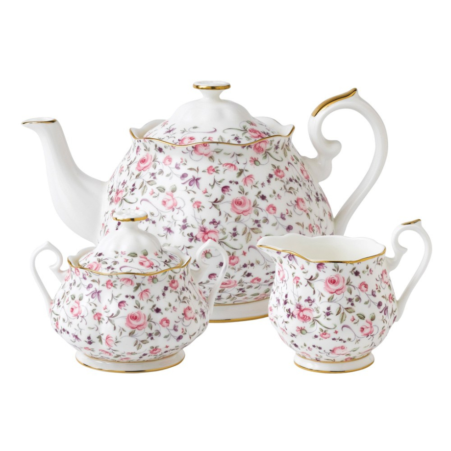 Rose Confetti Teapot/ Sugar/ Creamer Set