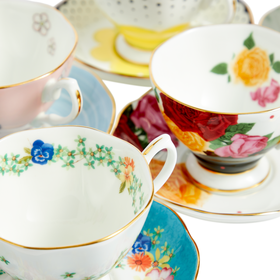 100 Years Teacup & Saucer 1920 - 1960 Set of 5