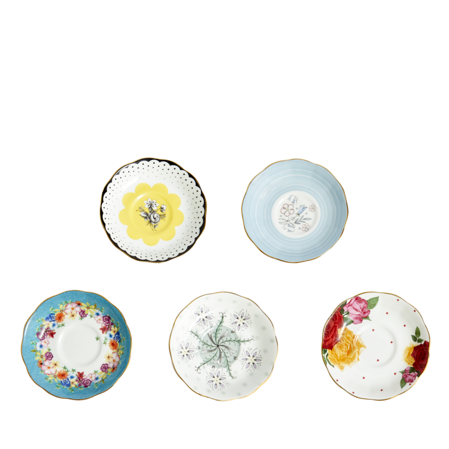 100 Years Teacup & Saucer 1920 - 1960 Set of 5
