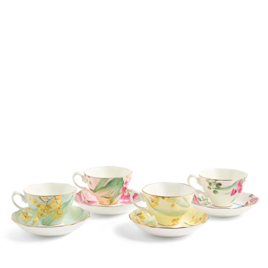 Miranda Kerr Australiana Teacup & Saucer Mixed Set of 4