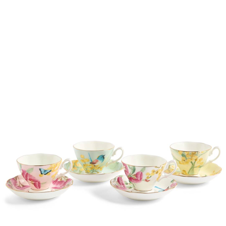Miranda Kerr Australiana Teacup & Saucer Mixed Set of 4