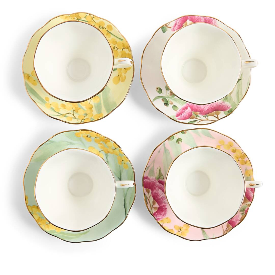 Miranda Kerr Australiana Teacup & Saucer Mixed Set of 4